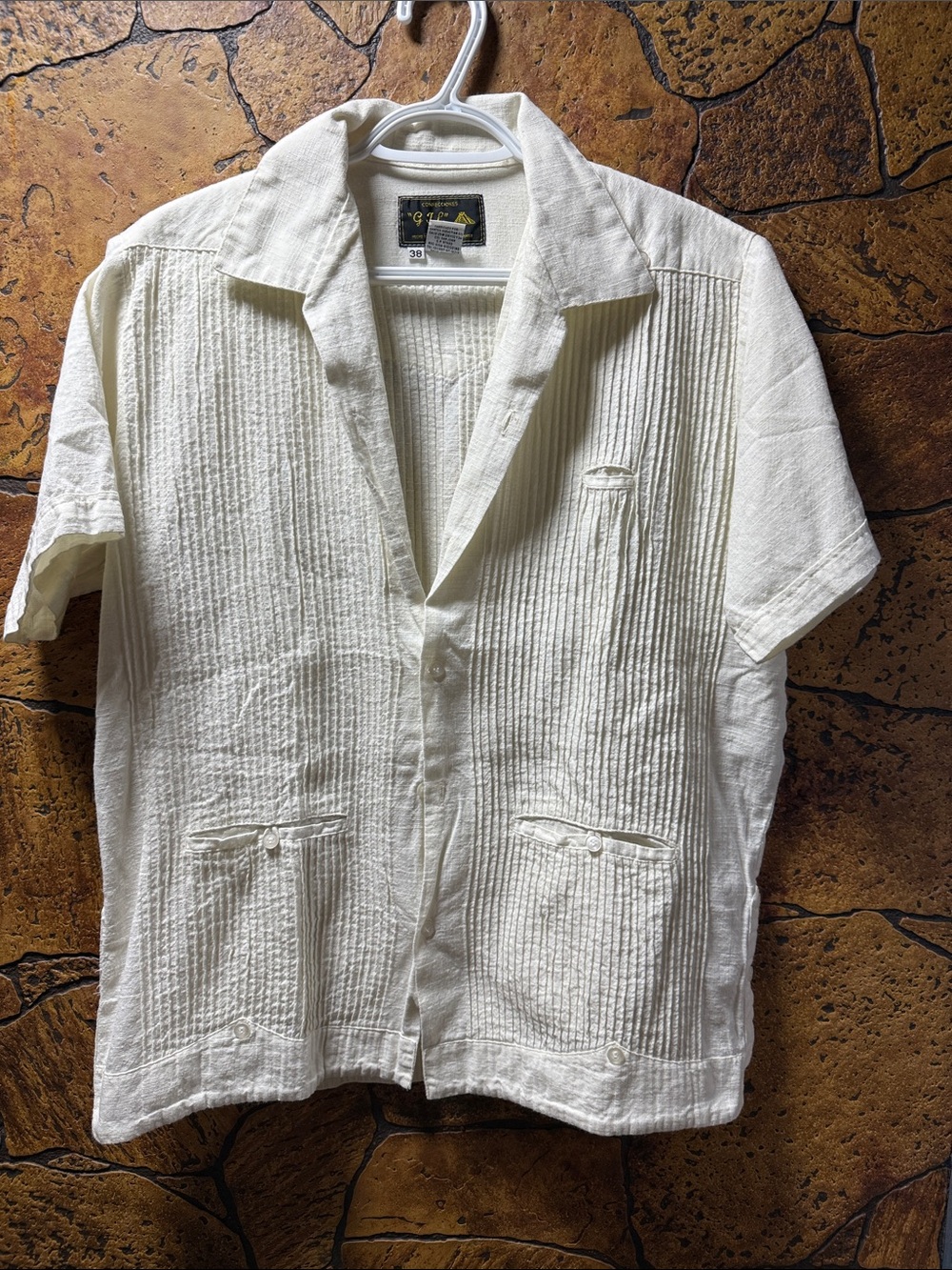 Vintage Men's Lightweight Short-Sleeve Resort Shirt  in White